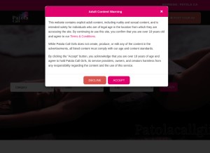 How patolacallgirls.com looks like on a tablet such as an iPad.