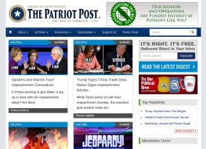 How patriotpost.us looks like on a tablet such as an iPad.