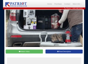 How patriotpowergenerator.com looks like on a tablet such as an iPad.