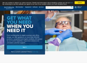 How pattersondental.com looks like on a tablet such as an iPad.
