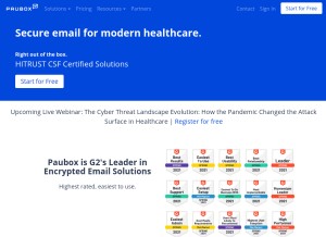 How paubox.com looks like on a tablet such as an iPad.