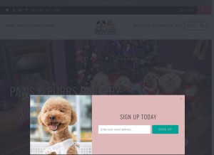How pawspurrs.com looks like on a tablet such as an iPad.