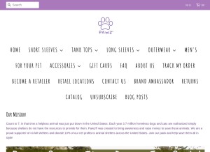 How pawz.com looks like on a tablet such as an iPad.