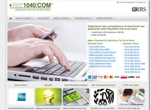 How pay1040.com looks like on a tablet such as an iPad.