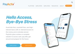 How payactiv.com looks like on a tablet such as an iPad.