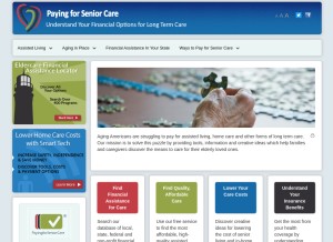 How payingforseniorcare.com looks like on a tablet such as an iPad.