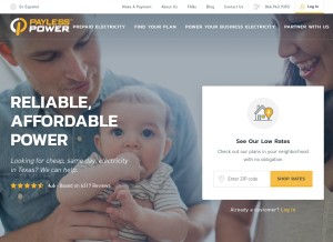 How paylesspower.com looks like on a tablet such as an iPad.