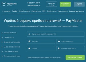 How paymaster.ru looks like on a tablet such as an iPad.
