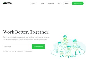 How paymoapp.com looks like on a tablet such as an iPad.