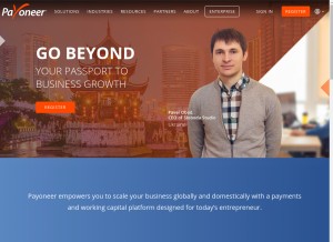 How payoneer.com looks like on a tablet such as an iPad.