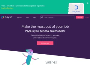 How paysa.com looks like on a tablet such as an iPad.