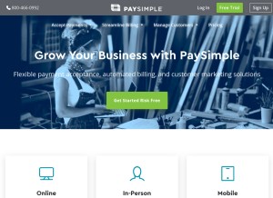 How paysimple.com looks like on a tablet such as an iPad.