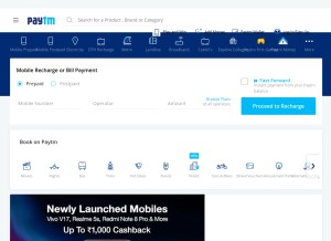 How paytm.com looks like on a tablet such as an iPad.