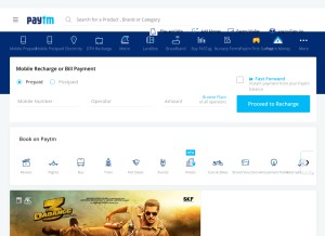 How paytm.in looks like on a tablet such as an iPad.