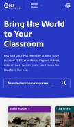 How pbslearningmedia.org looks like on a mobile device such as an iPhone.