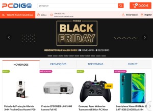 How pcdiga.com looks like on a tablet such as an iPad.