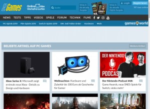 How pcgames.de looks like on a tablet such as an iPad.