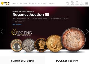 How pcgs.com looks like on a tablet such as an iPad.