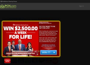 How pch.com looks like on a tablet such as an iPad.