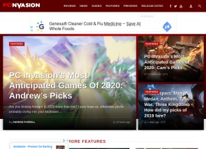 How pcinvasion.com looks like on a tablet such as an iPad.