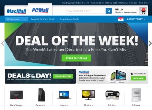 How pcmall.com looks like on a tablet such as an iPad.