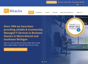 How pcmiracles.com looks like on a tablet such as an iPad.