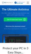 How pcprotect.com looks like on a mobile device such as an iPhone.