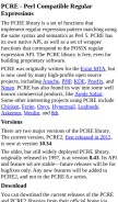 How pcre.org looks like on a mobile device such as an iPhone.