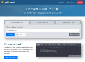 How pdfcrowd.com looks like on a tablet such as an iPad.
