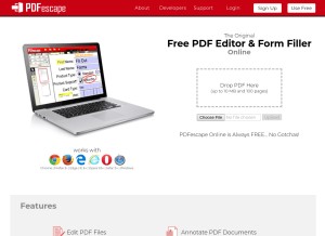 How pdfescape.com looks like on a tablet such as an iPad.