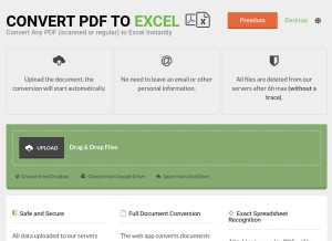 How pdftoexcel.com looks like on a tablet such as an iPad.
