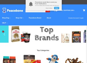 How peacebonepet.com looks like on a tablet such as an iPad.