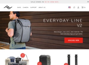 How peakdesign.com looks like on a tablet such as an iPad.