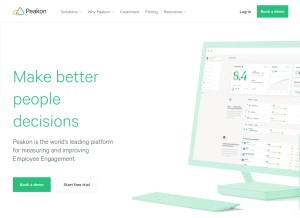 How peakon.com looks like on a tablet such as an iPad.