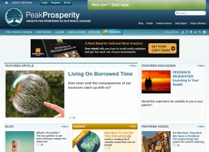 How peakprosperity.com looks like on a tablet such as an iPad.