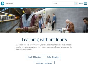 How pearsoned.com looks like on a tablet such as an iPad.