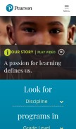 How pearsonschool.com looks like on a mobile device such as an iPhone.