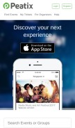 How peatix.com looks like on a mobile device such as an iPhone.