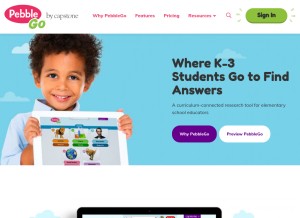 How pebblego.com looks like on a tablet such as an iPad.