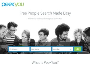 How peekyou.com looks like on a tablet such as an iPad.