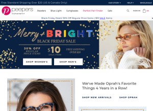 How peepers.com looks like on a tablet such as an iPad.