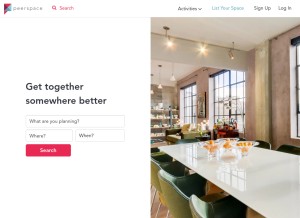 How peerspace.com looks like on a tablet such as an iPad.