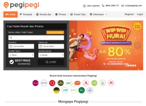 How pegipegi.com looks like on a tablet such as an iPad.