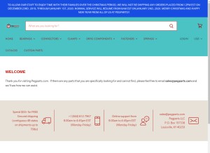 How pegparts.com looks like on a tablet such as an iPad.