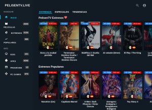 How pelisentv.live looks like on a tablet such as an iPad.