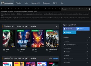 How pelispedia.in looks like on a tablet such as an iPad.