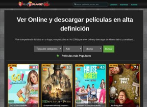 How pelisplanet.com looks like on a tablet such as an iPad.