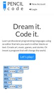 How pencilcode.net looks like on a mobile device such as an iPhone.