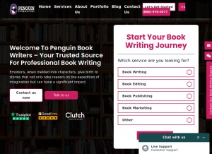 How penguinbookwriters.com looks like on a tablet such as an iPad.