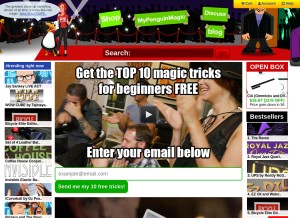 How penguinmagic.com looks like on a tablet such as an iPad.